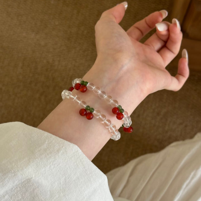 Cherry Clear Quartz Bracelet – Purify, Attract Wealth, Boost Relationships