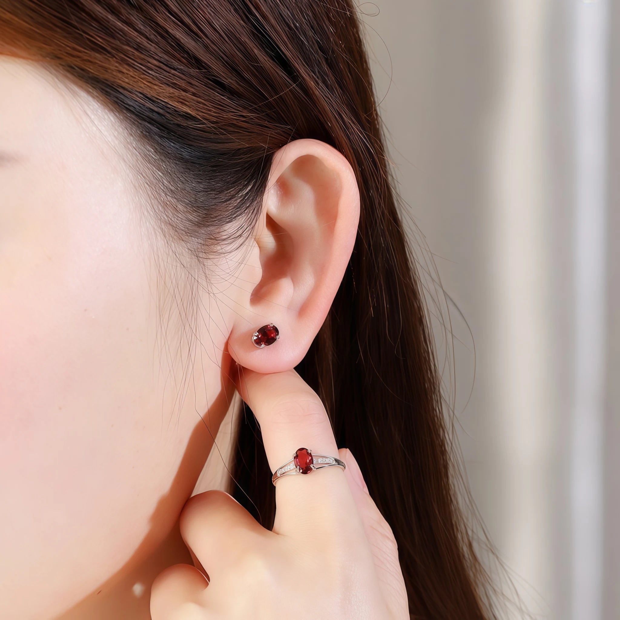 Natural Red Garnet Jewelry Set - Love & Protection