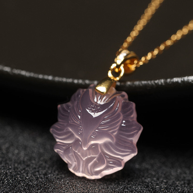 Rose Quartz Nine-Tailed Fox Necklace – Attract Love, Boost Charm, Open Heart
