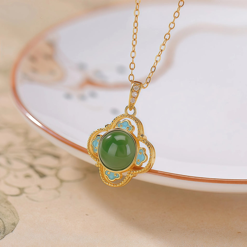 Ancient Oriental Hetian Jade Pendant Necklace - Luck & Perfection