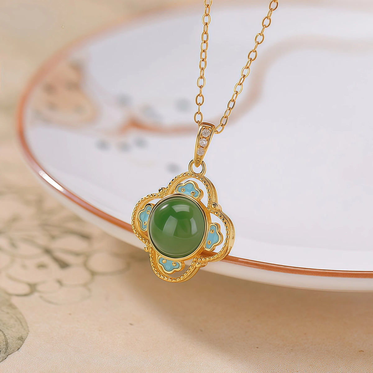 Ancient Oriental Hetian Jade Pendant Necklace - Luck & Perfection