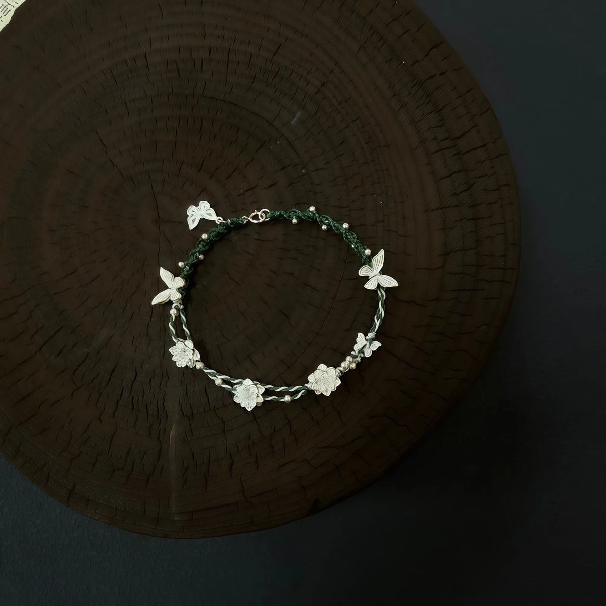 Hand Braided Silver Lotus Butterfly Bracelet - Purity & Freedom