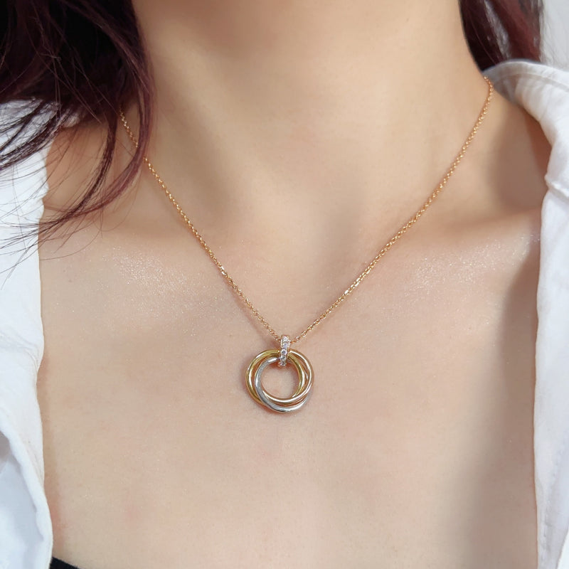 Gold-Tone Intertwined Circle Pendant Necklace | Elegant Birthday Jewelry