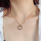 Gold-Tone Intertwined Circle Pendant Necklace | Elegant Birthday Jewelry