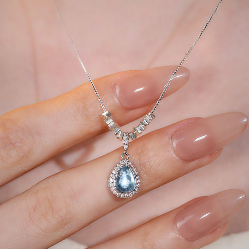 Natural Aquamarine Necklace – Activate Throat Chakra, Clear Expression, Attract Benefactors