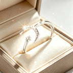 Bague ouverte Étoile et Lune – Portez votre fortune sous le ciel