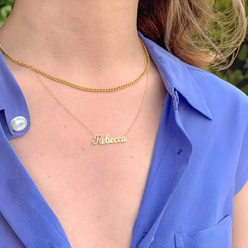 Personalized Initial Pave Diamond Name Necklace | Minimalist High-End Letter Jewelry