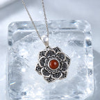 Lotus with Red Agate S925 Necklace - Clear All Negative Energy