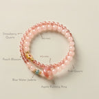 Natural Rose Quartz Ring Flower Bracelet - Inner Peace and Gentle Healing