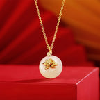 Hetian Jade Lotus & Carp Necklace - Lotus & Koi for Prosperity