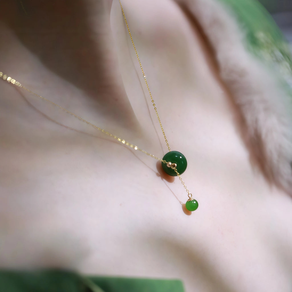 Green Jasper Bead Tassel Fine Necklace - Peace & Wholeness