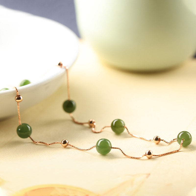 Star‑Scattered Hetian Jade Necklace & Bracelet Set