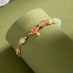 Bracelet en jade naturel de Hetian "Lueur intérieure" Lotus