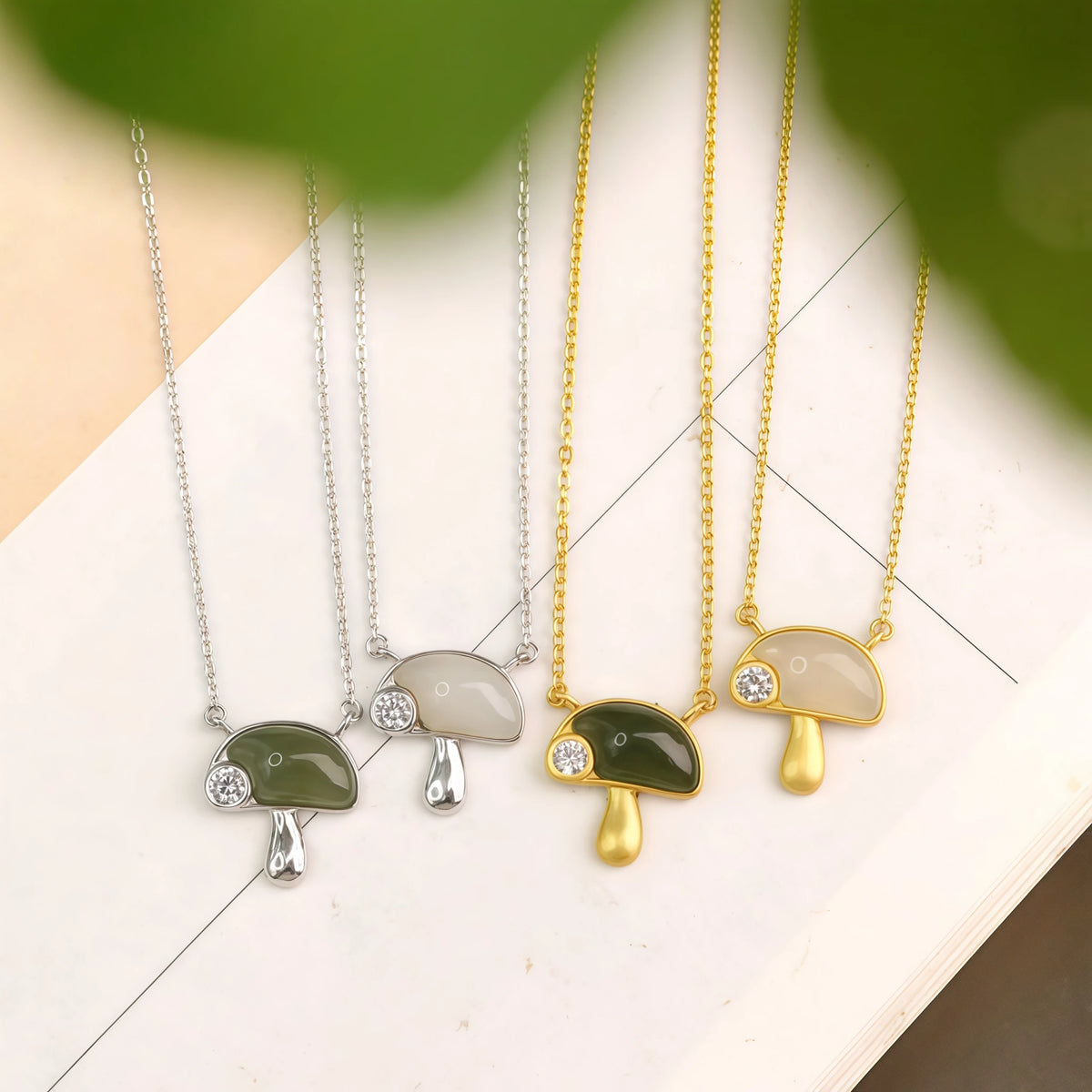 Womens Tiny Mushroom Necklace - Serenity & Protection