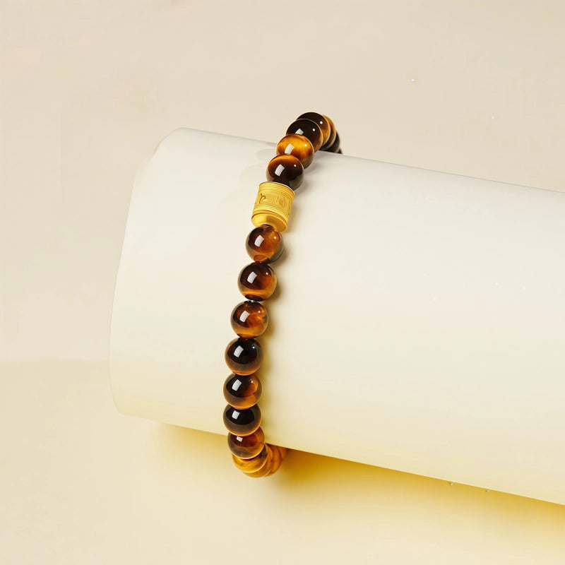 Bracelet élastique perles œil de tigre naturel - Attire la richesse, cadeau d'anniversaire idéal