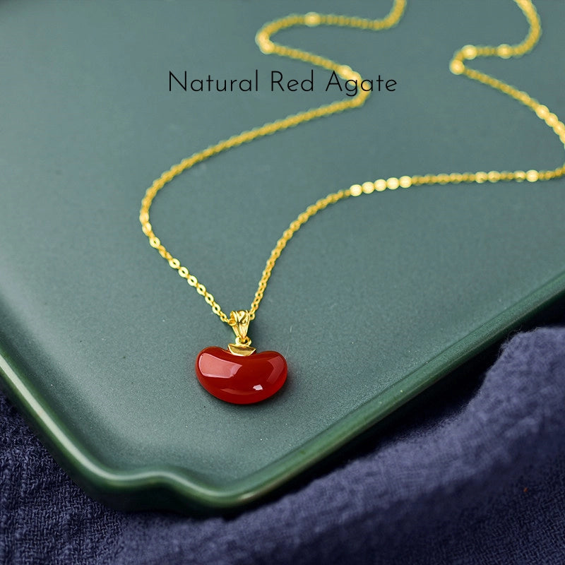 Natural Hetian Jade Ruyi Ingot Necklace - Peace & Fortune
