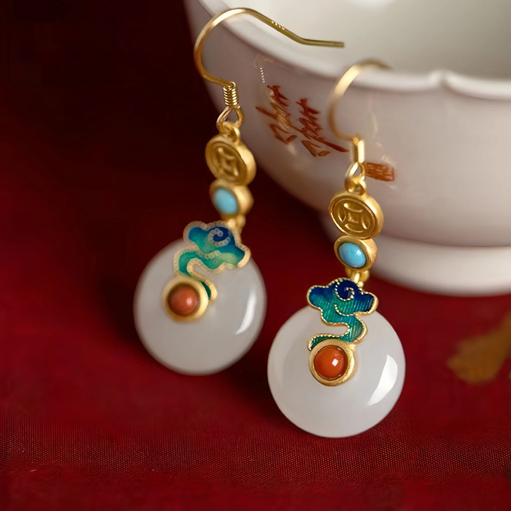 Natural Hetian Jade Necklace/Bracelet/Earrings/Ring Set - Stands for Peace