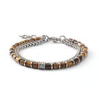 Bracelet Œil de tigre naturel « Dune de sable » — Chaîne cubaine minimaliste