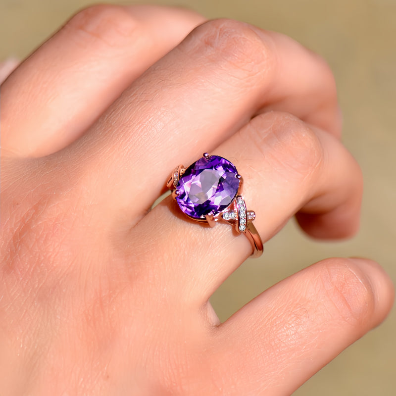 Bague énergétique en améthyste naturelle - Protection tranquille, sagesse douce
