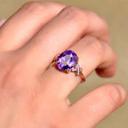 Bague énergétique en améthyste naturelle - Protection tranquille, sagesse douce