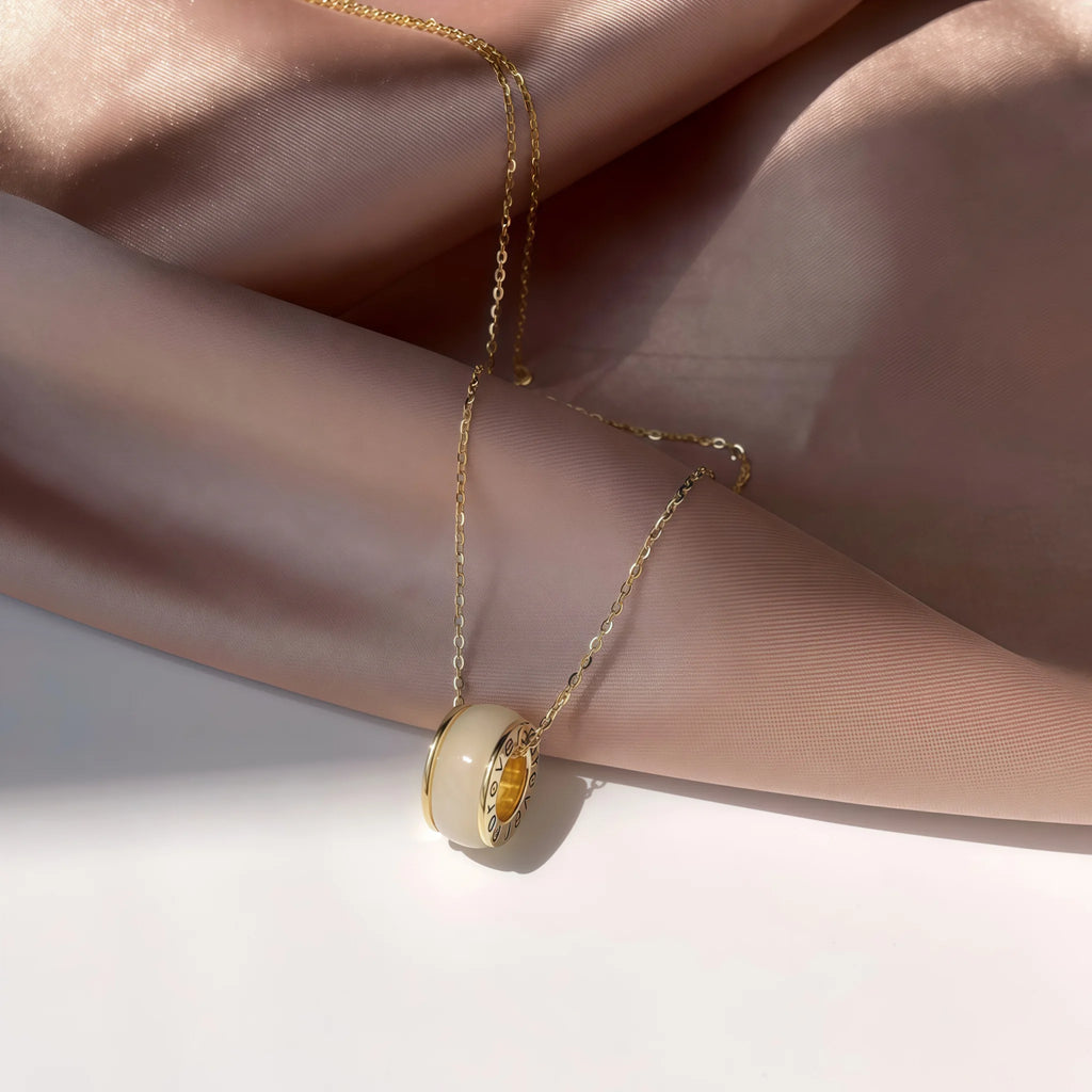 Elegant Hollow Hetian Jade Circle Necklace - Eternity & Perfection