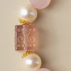 Freshwater Pearl Powder Crystal Bracelet — Rose Quartz Attracts Gentle Love