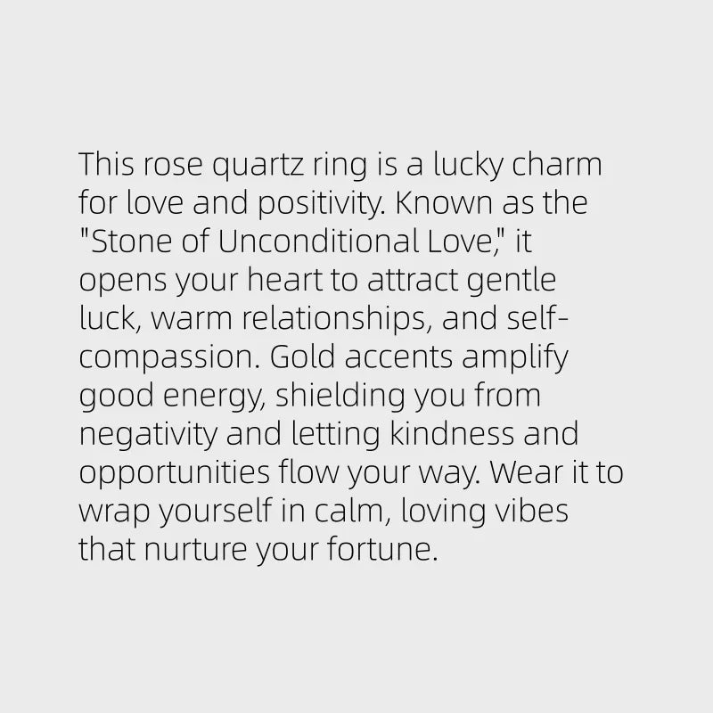 Natutal Rose Quartz Ring Love and Peace