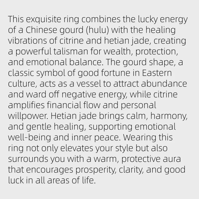 Natutal Citrine Gourd Wealth-attracting Ring