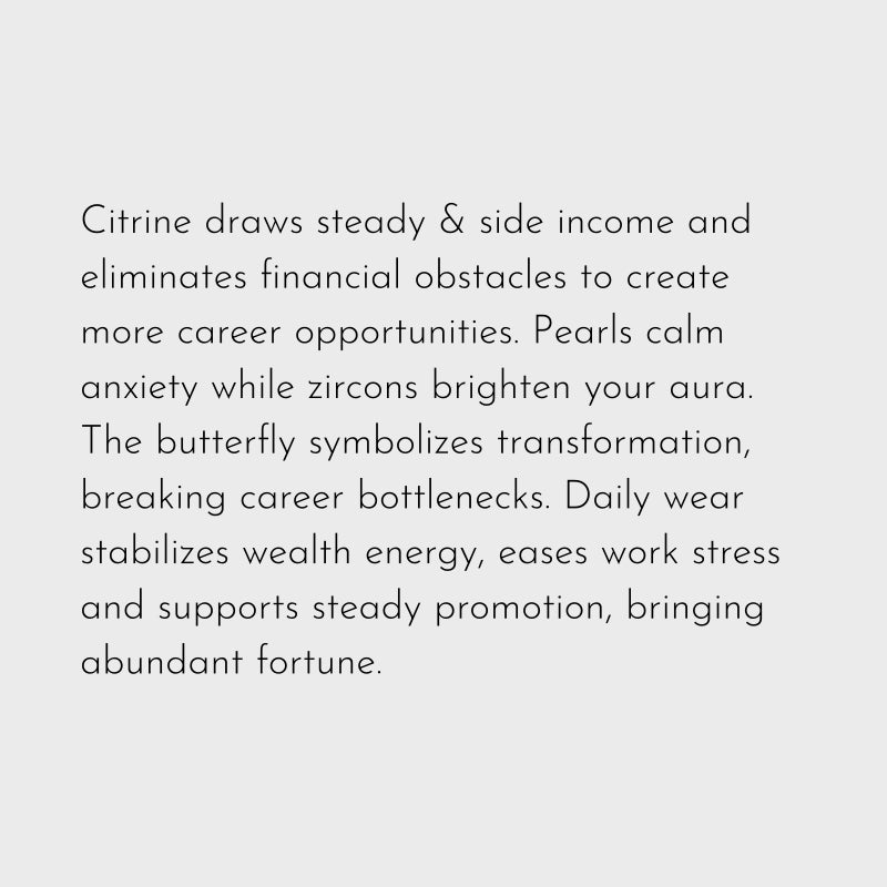 Butterfly Natural Citrine Necklace - Attracts Steady Wealth & Boosts Career
