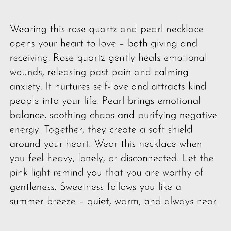 Natural Rose Quartz Pearl Flower Necklace– Open Heart, Attract Sweetness