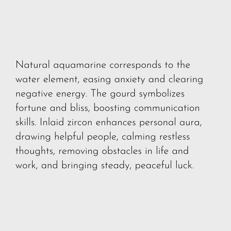 Natural Aquamarine Gourd Pendant Necklace - Balances Water Element & Calms Mood