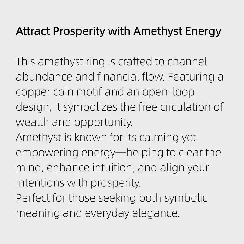 Natural Amethyst Coin Fortune Ring