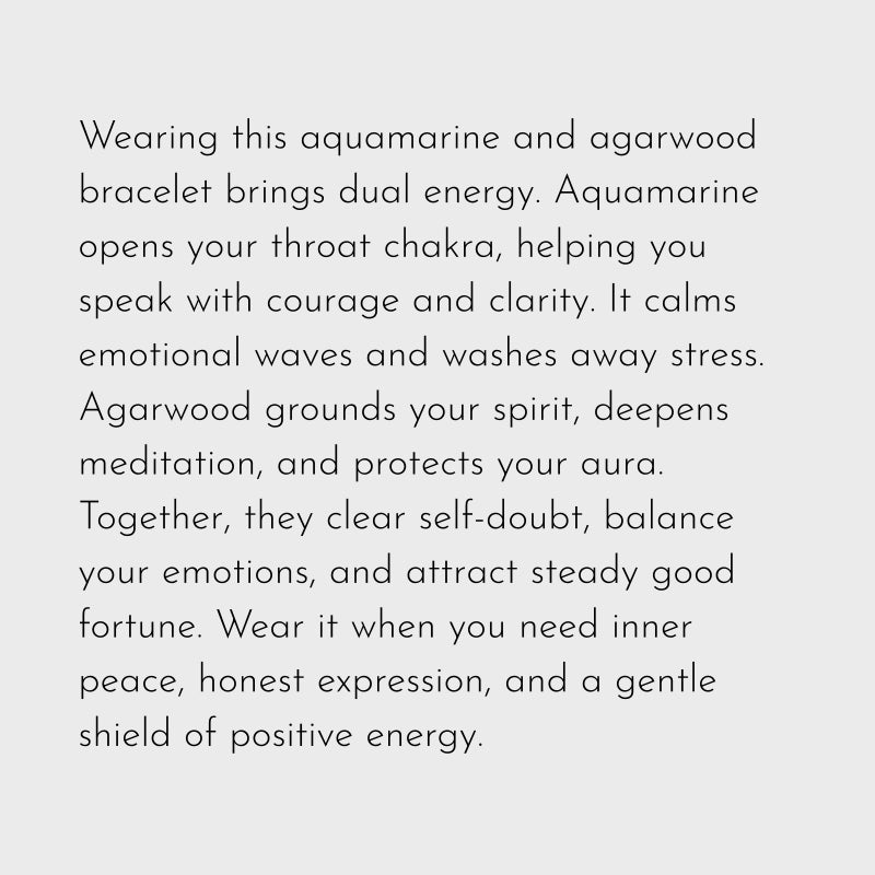 Natural Aquamarine Agarwood Bracelet – Calm Mind, Speak Truth, Attract Good Fortune