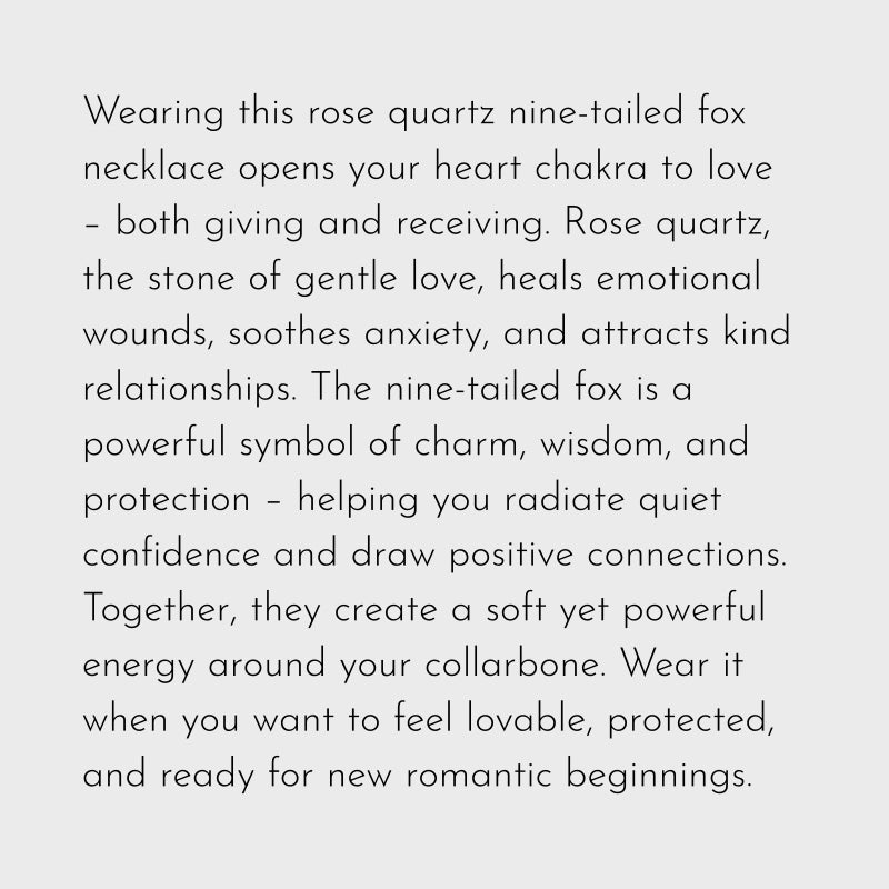 Rose Quartz Nine-Tailed Fox Necklace– Attract Love, Boost Charm, Open Heart