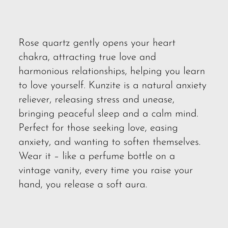 Perfume Bottle Rose Quartz/Kunzite Bracelet – Attract Love, Relieve Anxiety