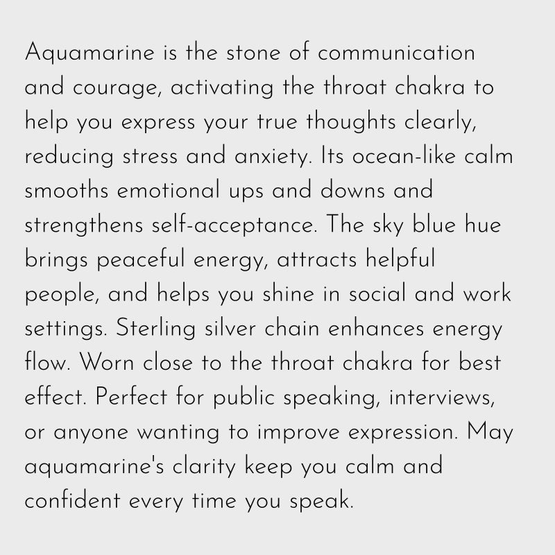 Natural Aquamarine Necklace – Activate Throat Chakra, Clear Expression, Attract Benefactors
