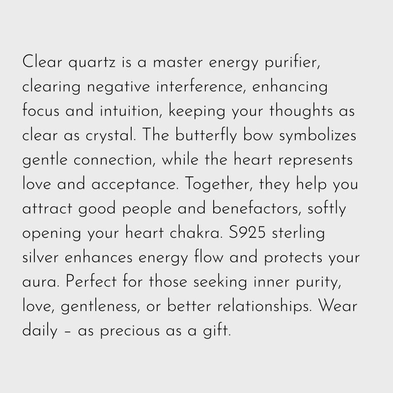 Clear Crystal Butterfly Bow Heart Necklace – Purify Aura, Attract Good Relationships