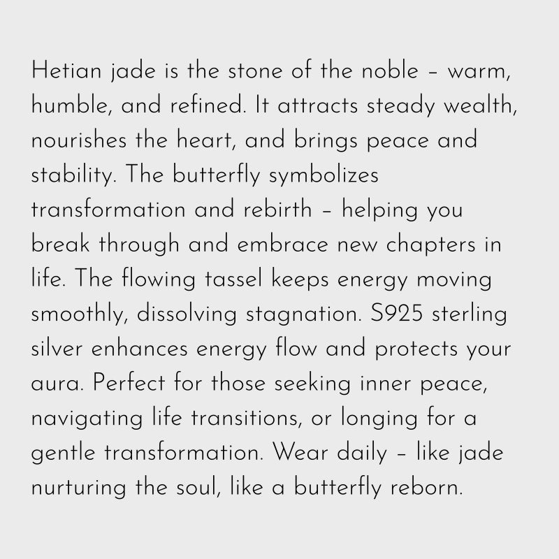Hetian Jade Butterfly Tassel Necklace – Gentle Virtue, Transformation & Rebirth