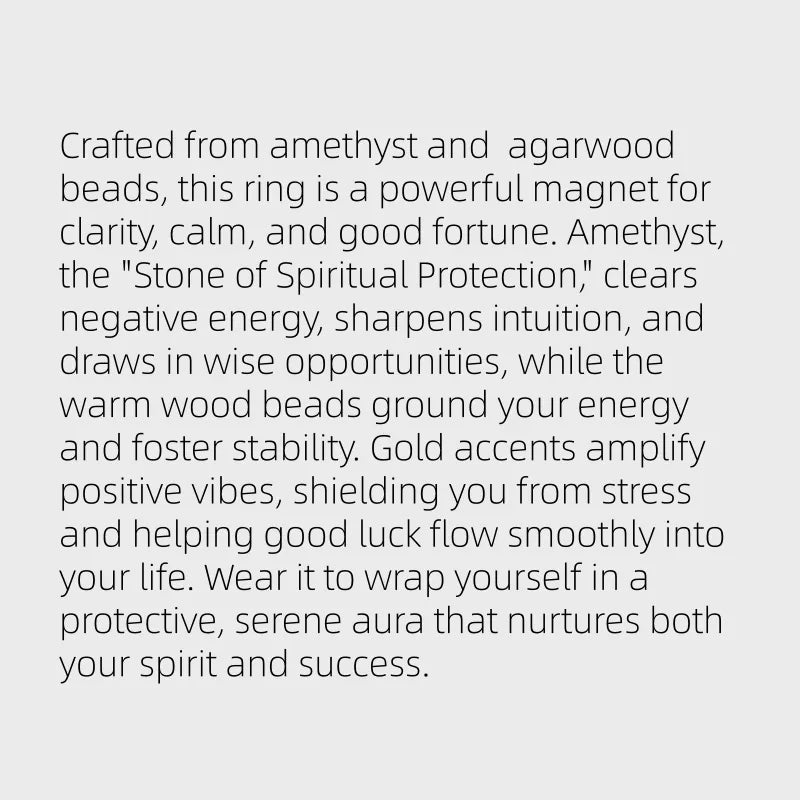 Clam&Lucky Natural Amethyst Agarwood Ring