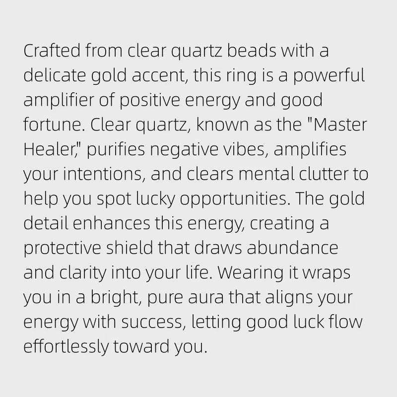 Natural Clear Quartz Power Luck Ring