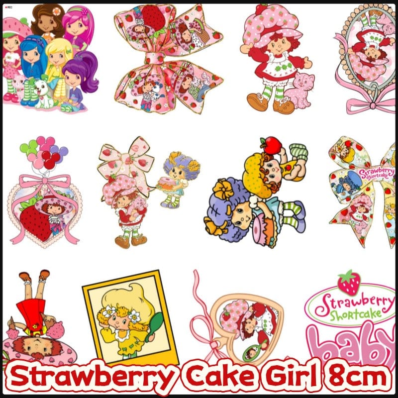 Strawberry Cake Girl 8cm Acrylic Charms for DIY match game-open in live