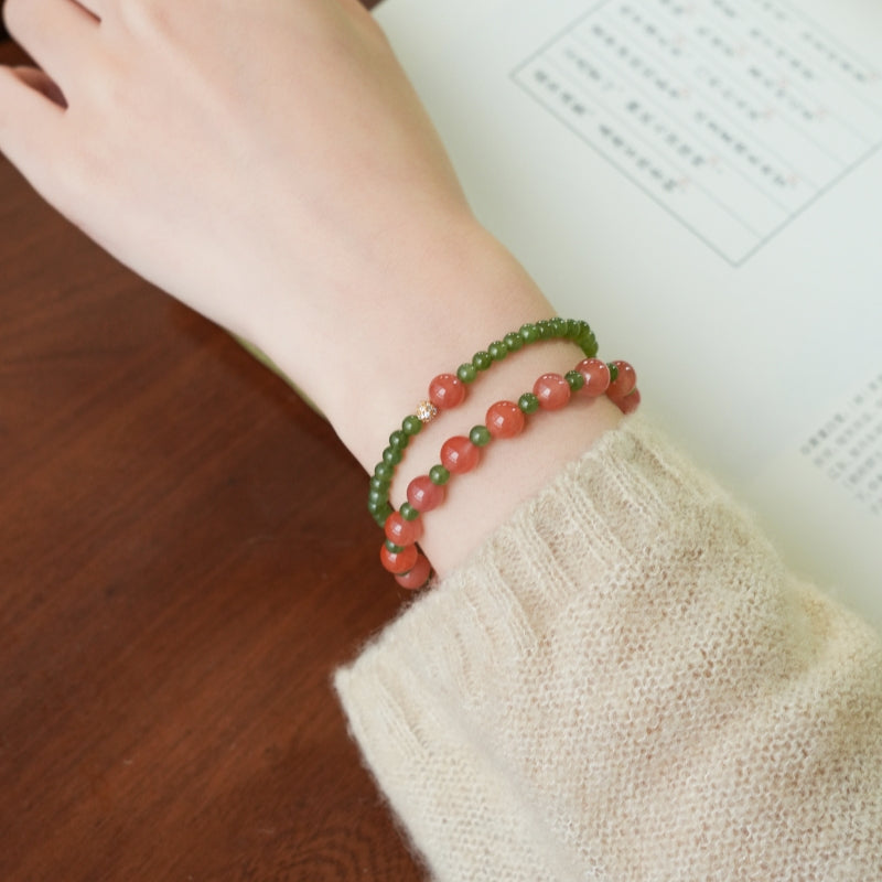 Bracelet en jade Hetian naturel Lotus Éclat Pur