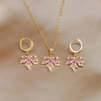 Rose Quartz Necklace Earrings Ring Jewelry Set - Embrace Self‑Love Energy