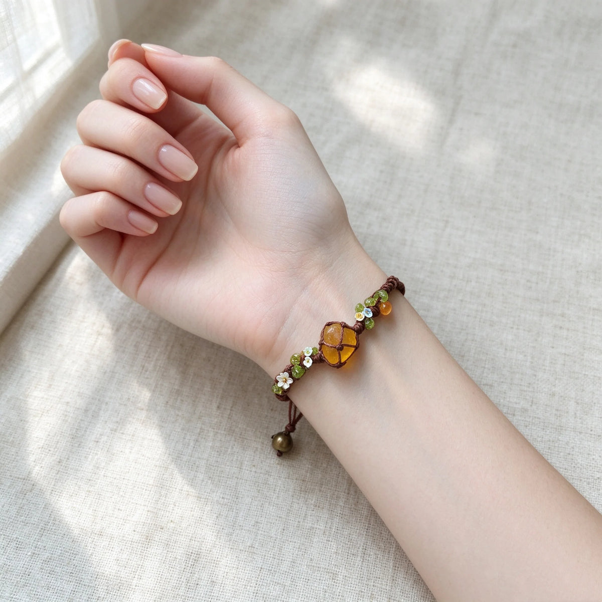 Natural Yellow Fluorite Hand Braided Bracelet - Confidence & Manifestation Energy