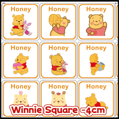 Winnie Square 4cm Acrylic Charms for DIY match game-open in live