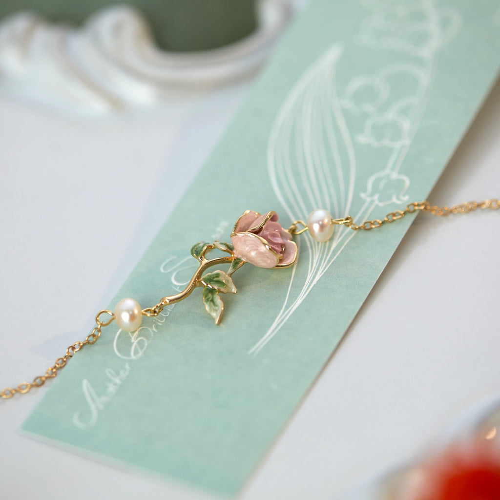 Rose Pink Necklace/Bracelet/Ring/Earrings Set - Sincere Romantic Love