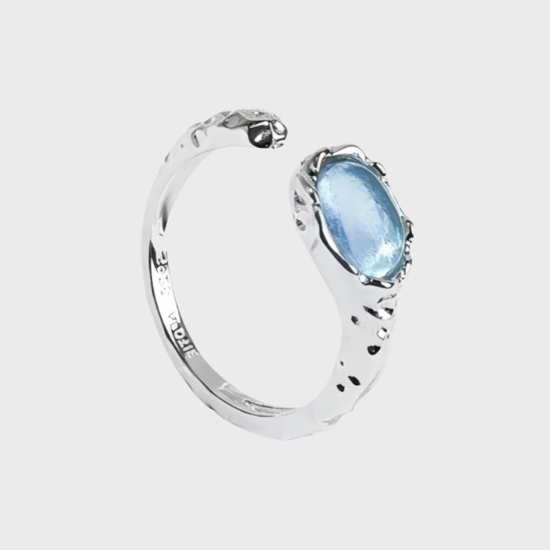Aquamarine Lava Ring - Negative Energy Cleanse
