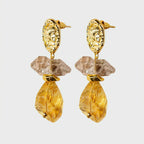 Boucles d'oreilles pendantes en citrine naturelle