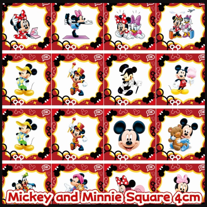Mickey and Minnie Square 4cm Acrylic Charms for DIY match game-open in live