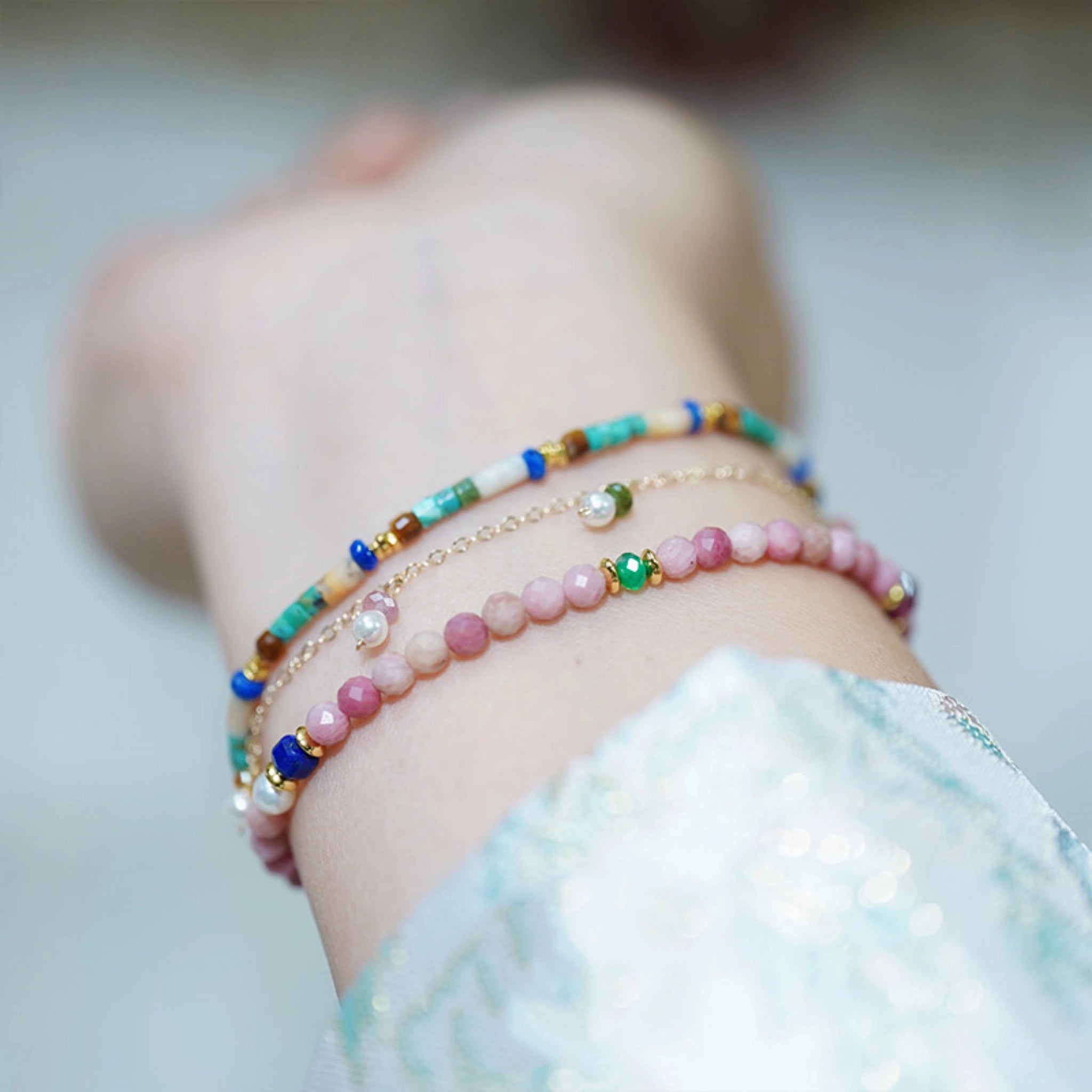 Natural Gemstones Stackable Bracelet - Balances Aura and Protection
